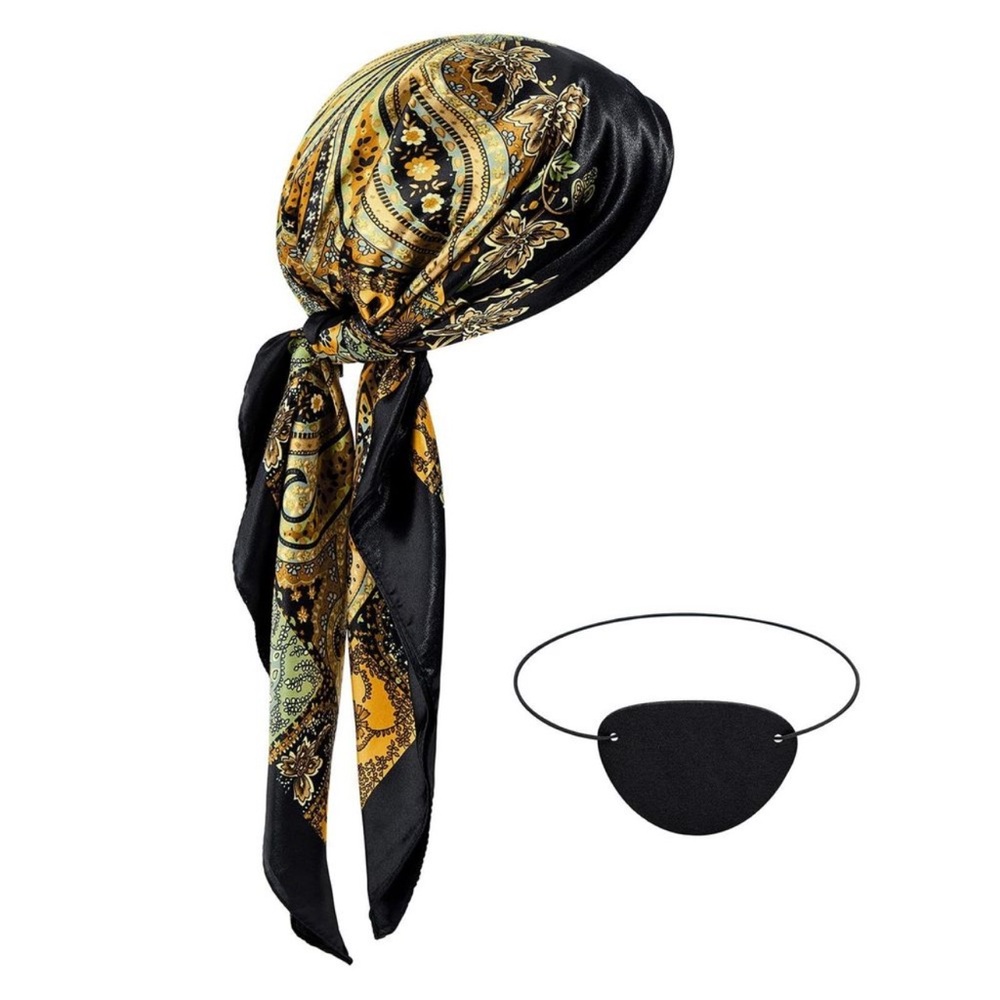 Pirate Costume Accessoriess Set For Women Men Pirate Head Scarf Hat Eye Patch🦁